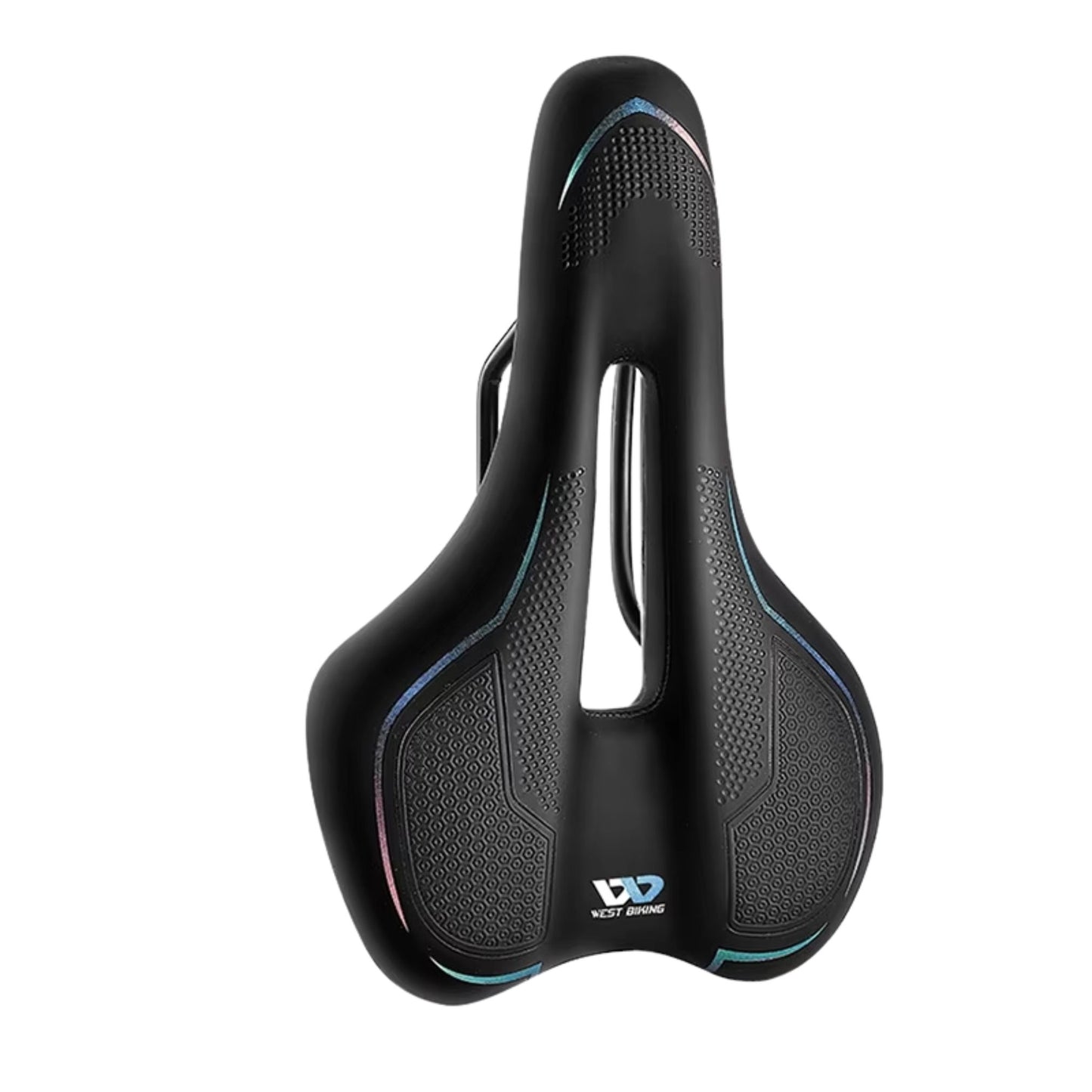 Fahrradsattel Deluxe Komfort, Variante MTB Blau, freigestellt. Schockabsorbierender Sattel für Mountainbikes.
