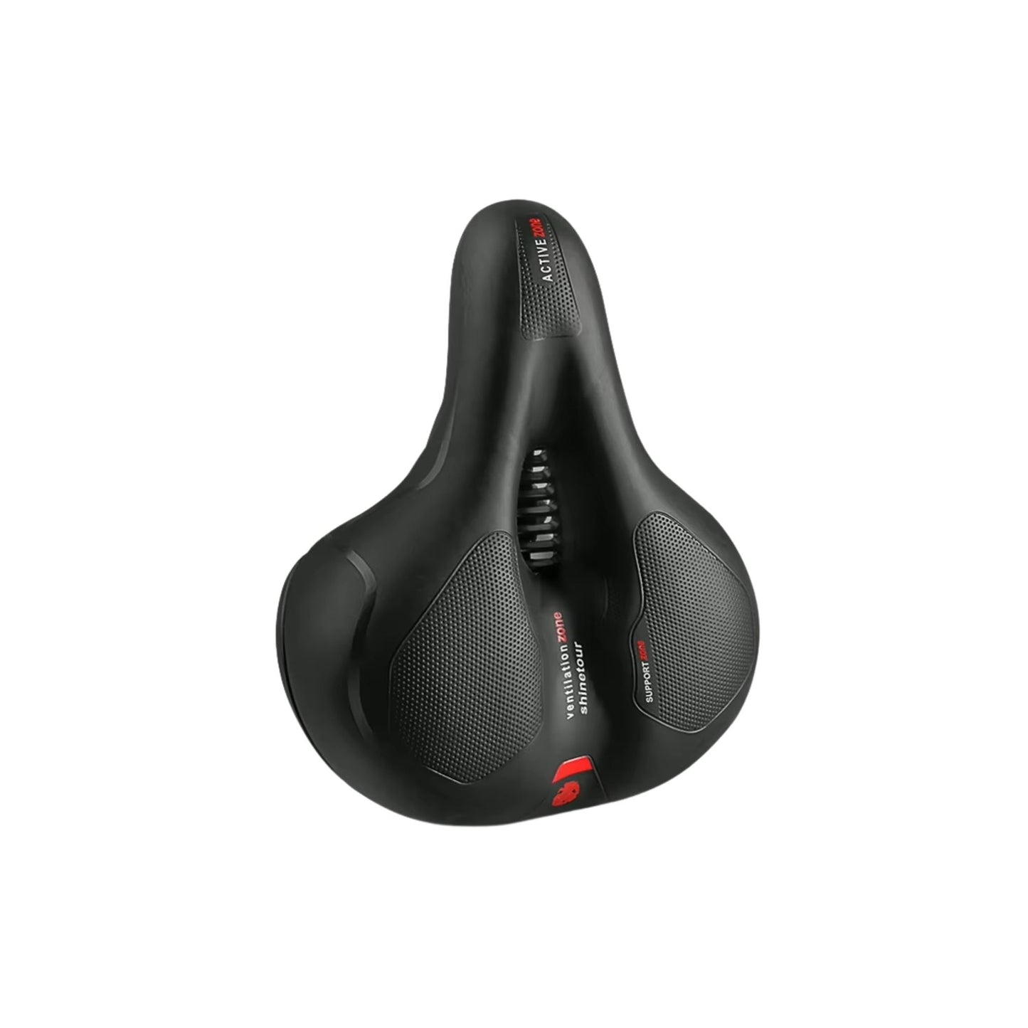Freigestellter ergonomischer Damensattel in Rot – idealer Fahrradsattel mit Memory-Schaum, stoßdämpfend und komfortabel für aktive Frauen.