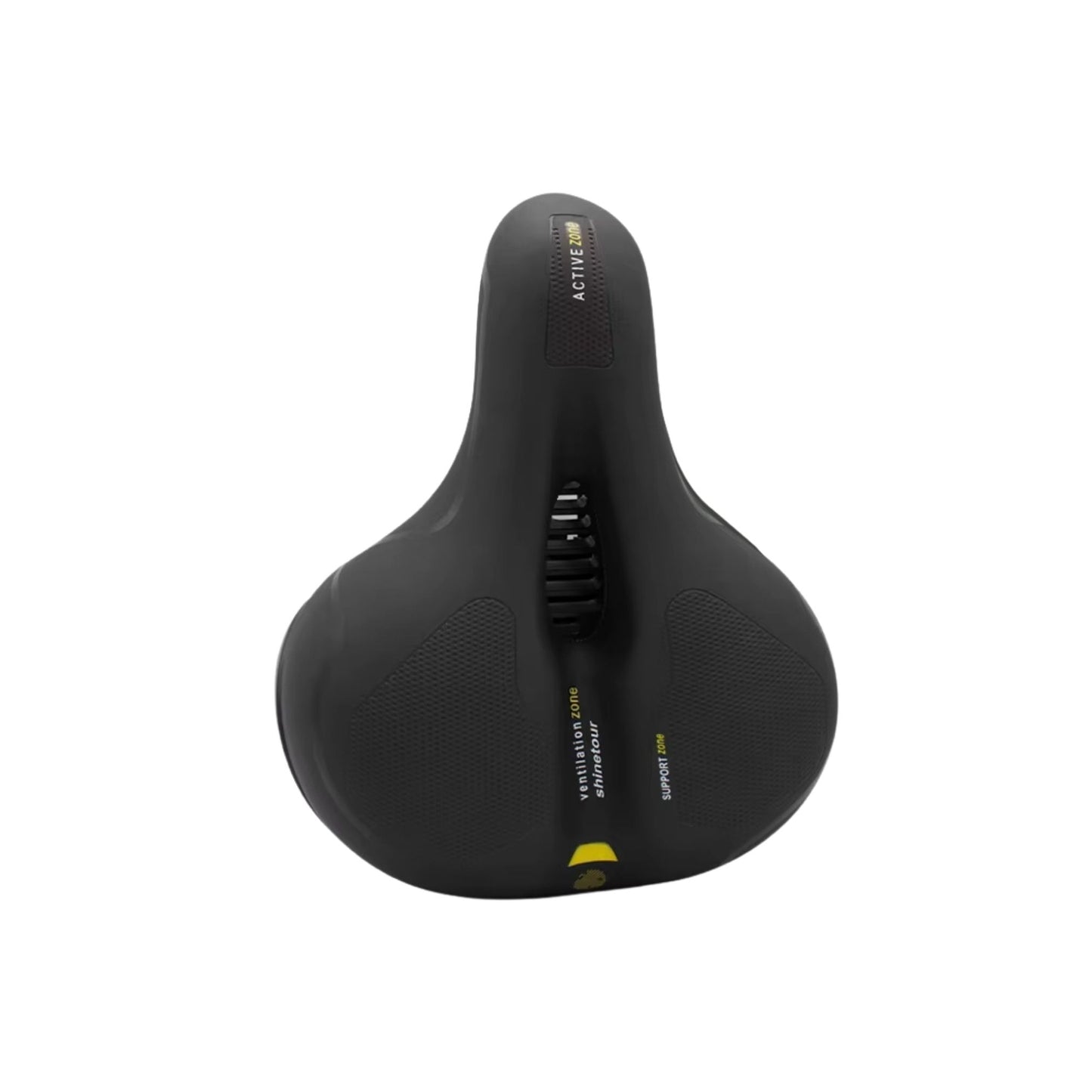 Freigestellter ergonomischer Damensattel in Gelb – stylischer, bequemer Fahrradsattel mit atmungsaktivem Design für anspruchsvolle Damen.