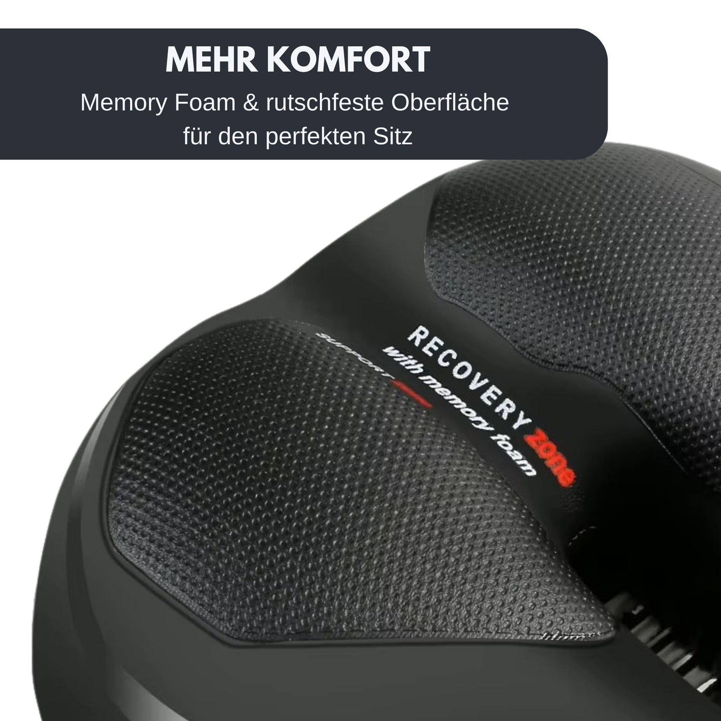Detailaufnahme des Damensattels mit rutschfester Anti-Slip Beschichtung – für sicheren Sitz und extra Komfort beim Fahren.