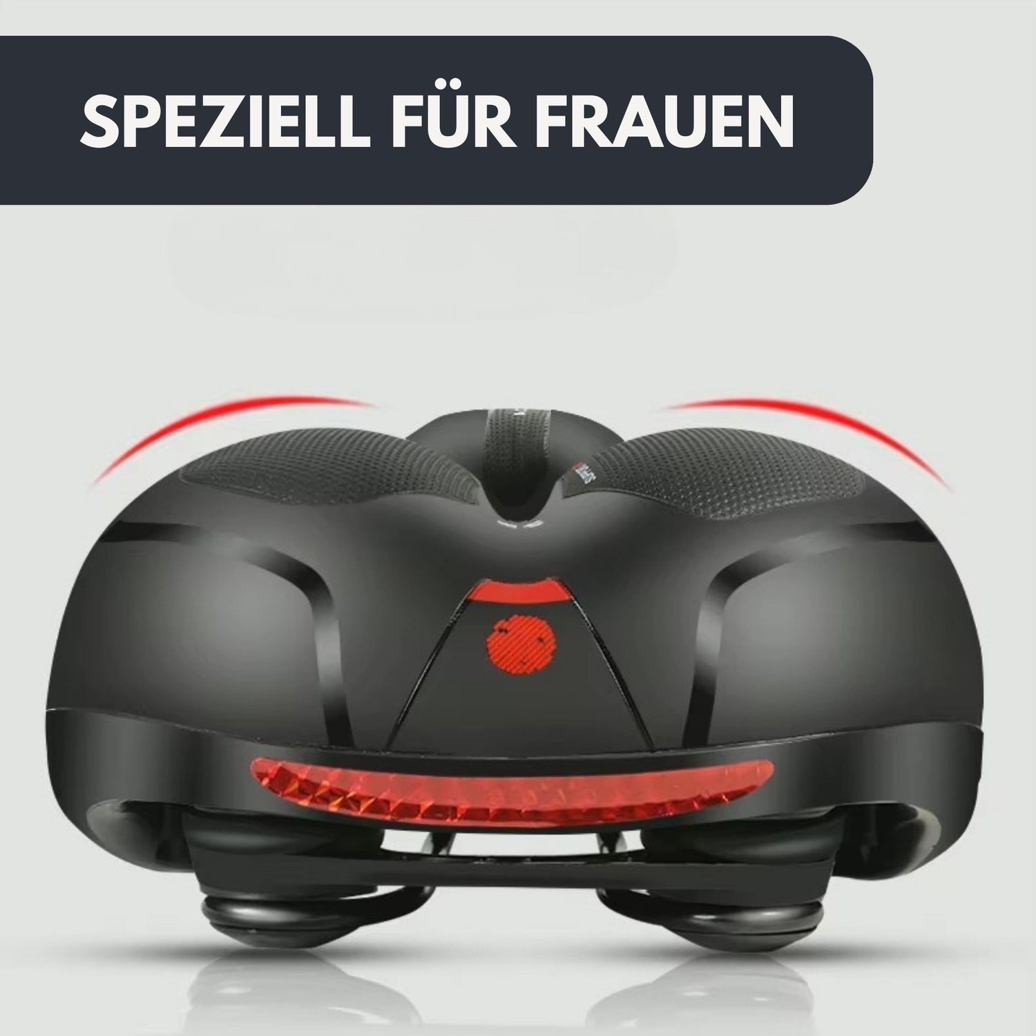 Rückansicht des ergonomischen Damensattels – betonte Kurven und feminine Form, optimal angepasst an die weibliche Anatomie.