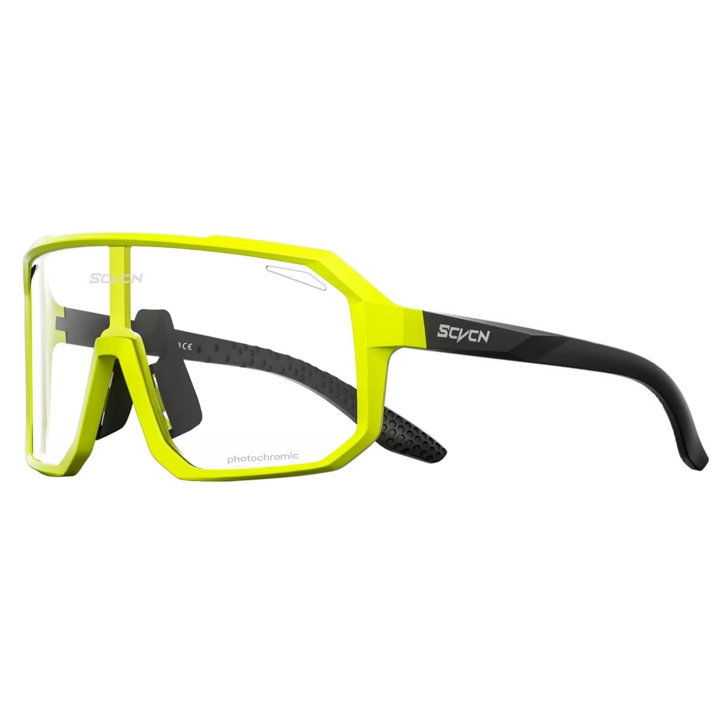 Neon Gelb/Schwarze Photochroma Fahrradbrille, sportlich, auffällig und robust