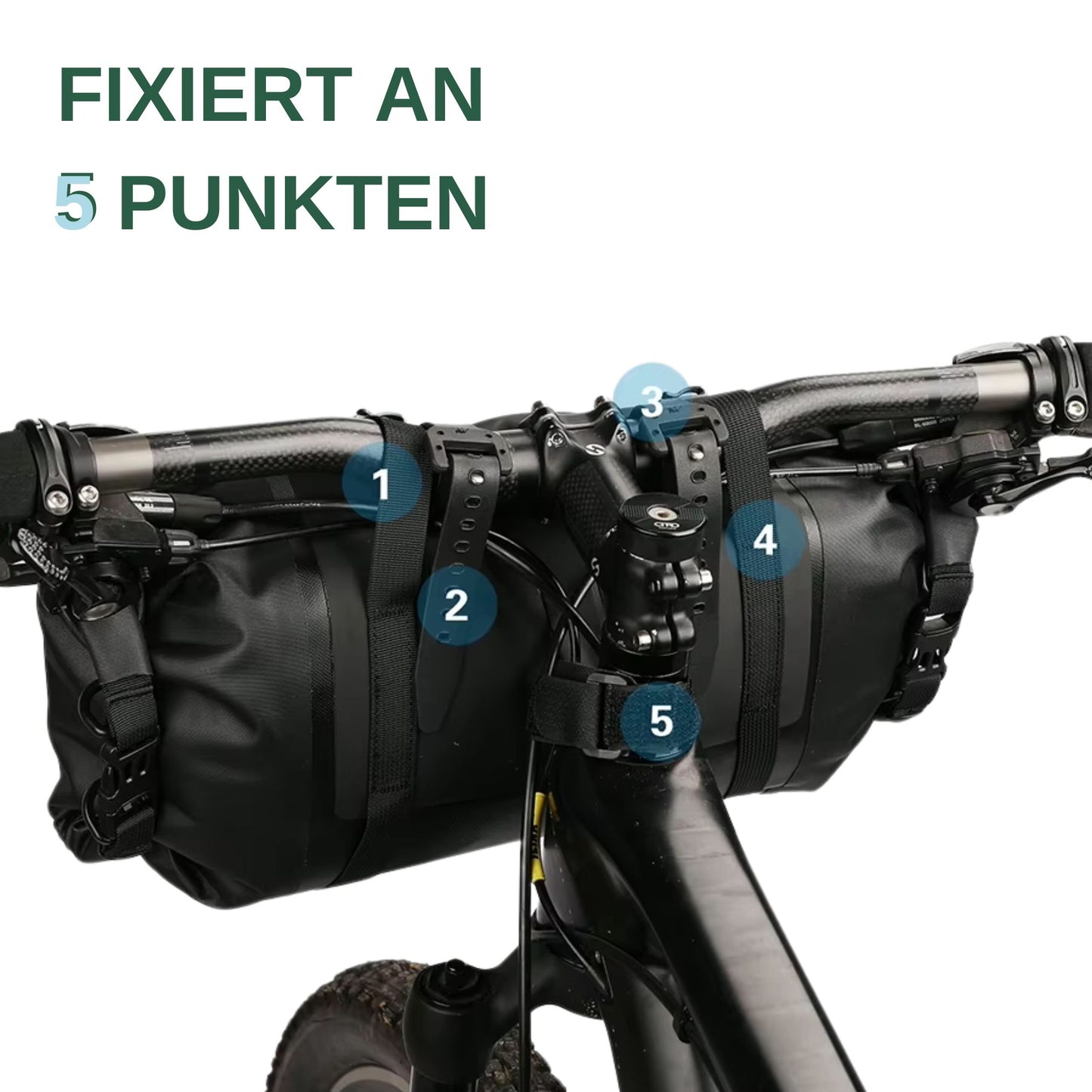 Rhinowalk Lenkertasche kaufen! Sichere Befestigung mit vier Gurten, kein Wackeln und Verrutschen garantiert, ideal für stabile Fahrradtaschen-Montage, einfache Anbringung, perfekte Passform für jedes Abenteuer.