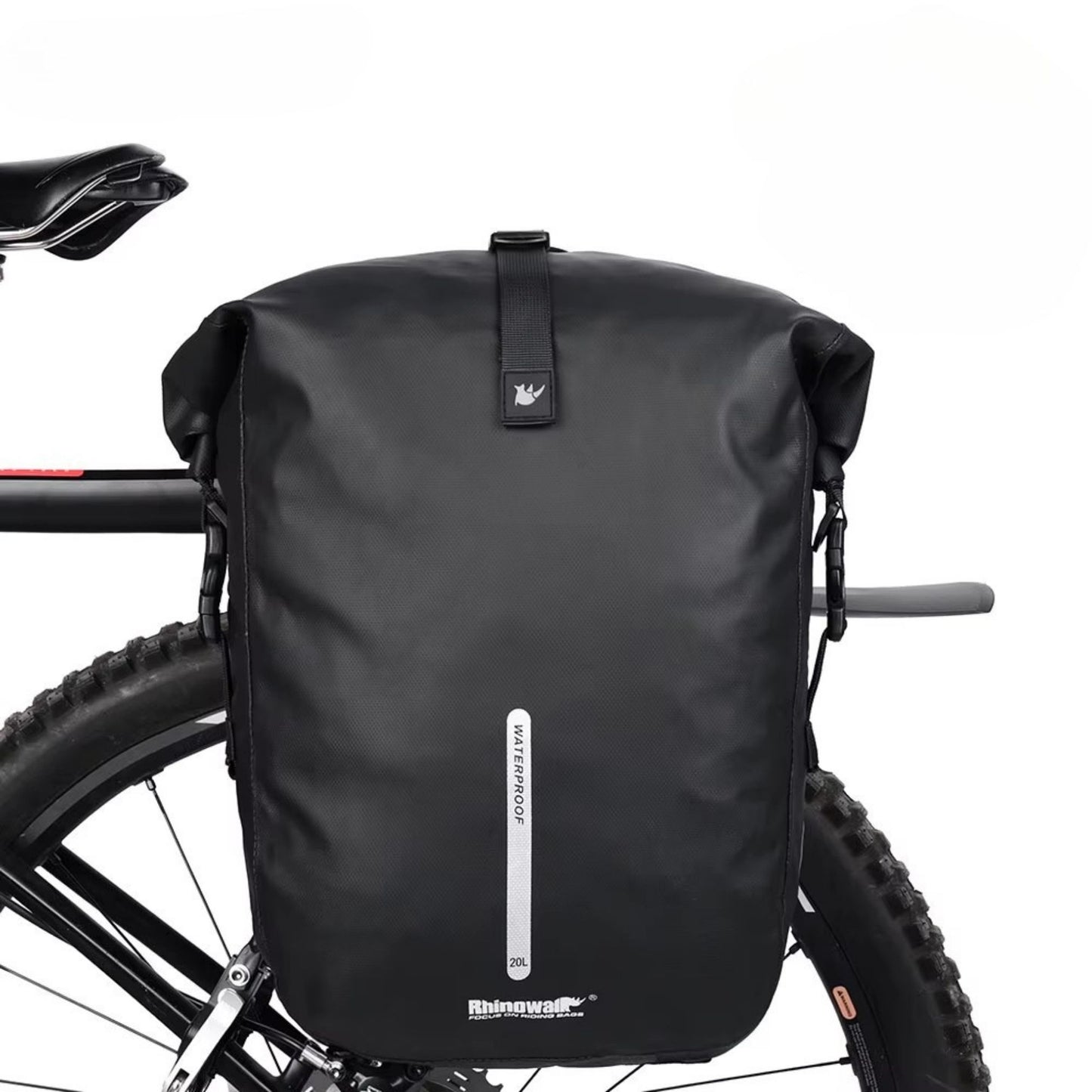 Rhinowalk Fahrradtasche 20L in Schwarz. Wasserdichte Gepäckträgertasche für den täglichen Einsatz und Touren.