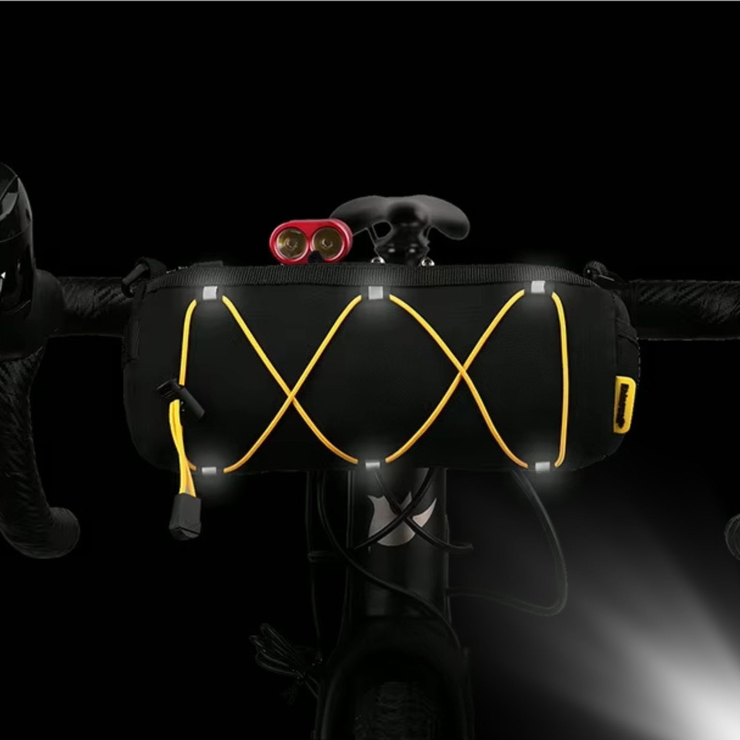 Rhinowalk Bickepacking Fahrradtasche, Lenkertasche, reflektierend und stylisch, Umhängetasche, Reflektorstreifen für Sichtbarkeit im Dunkeln