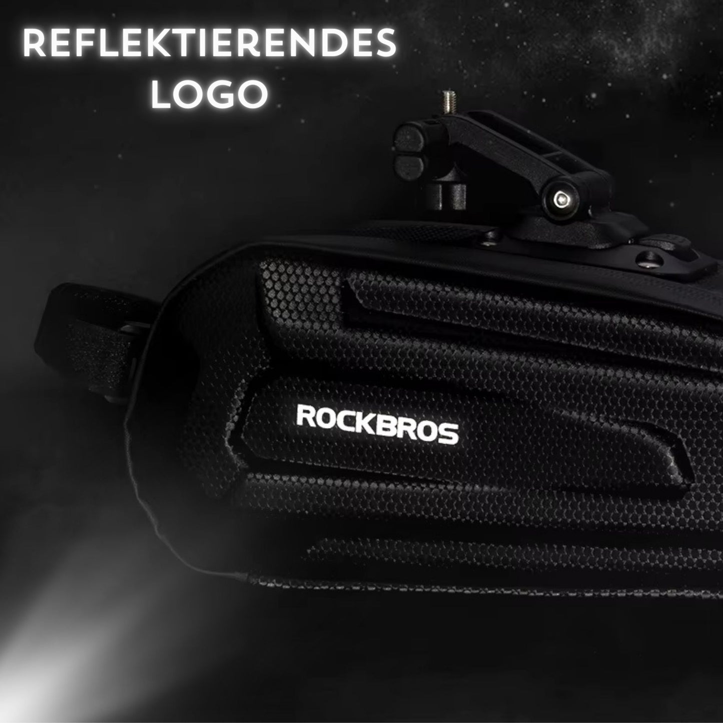 Sicher unterwegs: Das reflektierende Rpckbros Logo auf der Satteltasche erhöht die Sichtbarkeit bei schlechten Lichtverhältnissen.