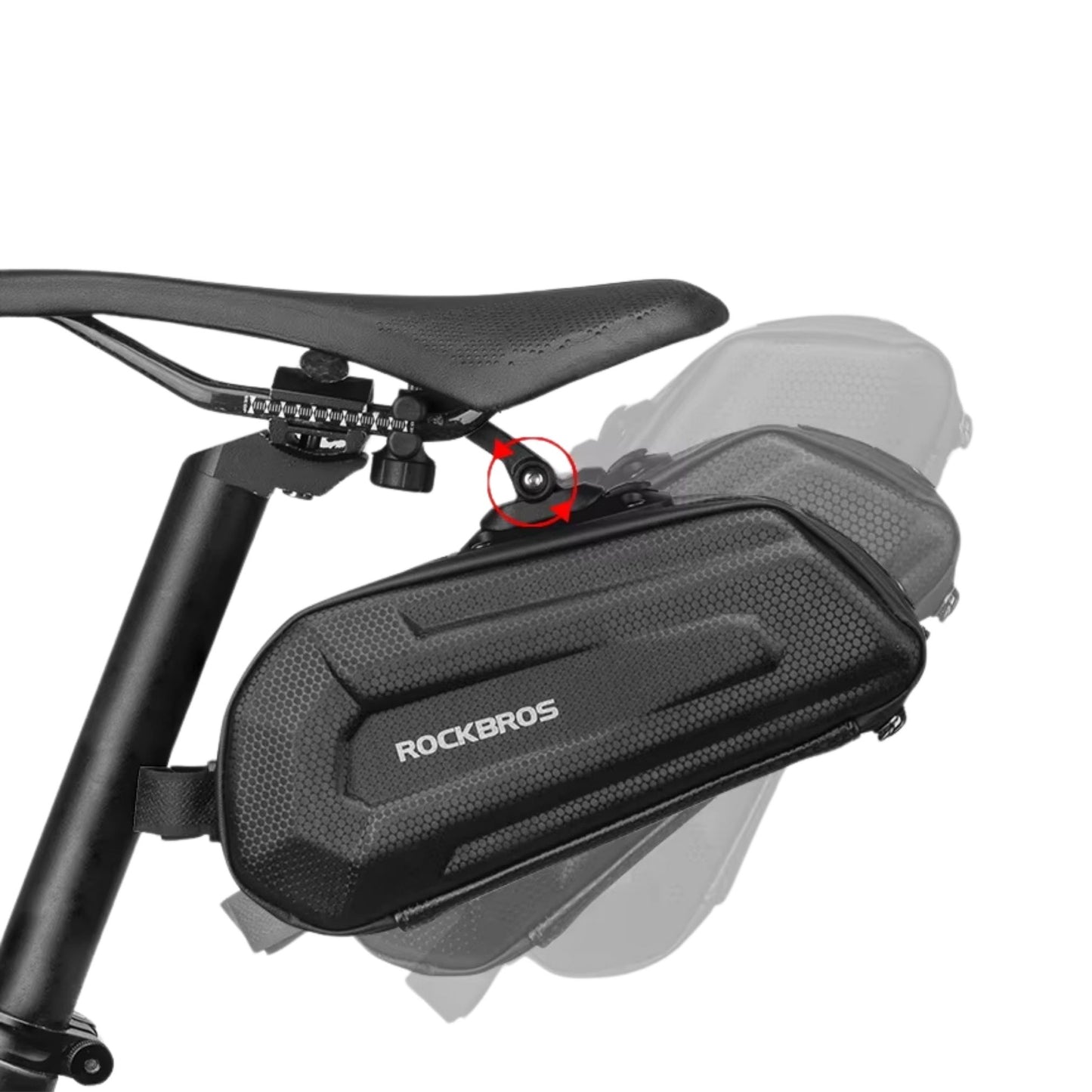 Flexible Befestigung: Die Rockbros Satteltasche verfügt über ein bewegliches Gelenk, das eine optimale Anpassung an verschiedene Sattelstützen ermöglicht.