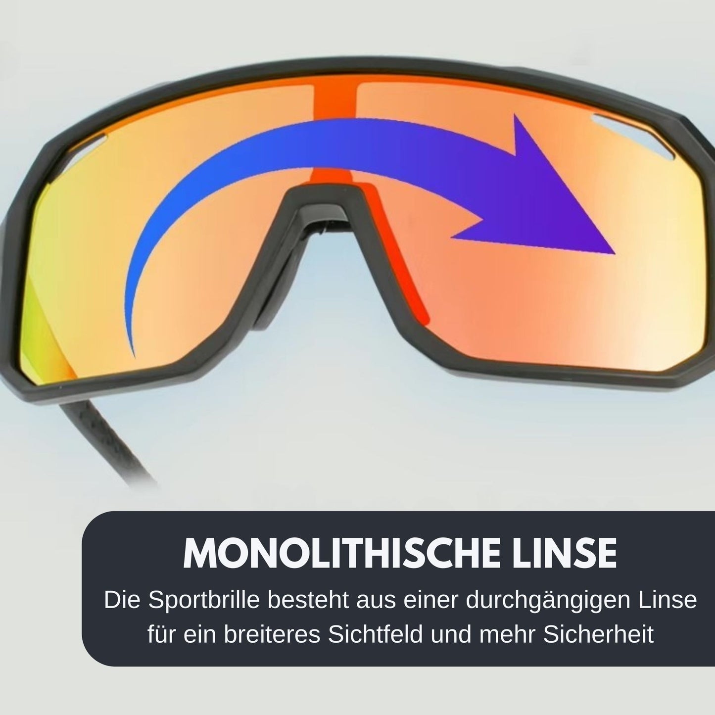 Ultraleichte Fahrradbrille / Sport-Sonnenbrille mit einteiligem Glas für breites Sichtfeld und erhöhte Sicherheit