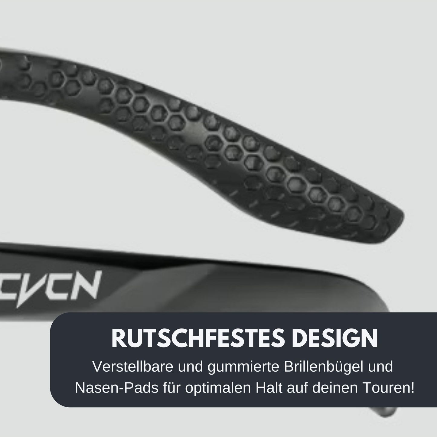 Ultraleichte Fahrradbrille / Sport-Sonnenbrille: Rutschfest dank gummierter Elemente für sicheren Halt