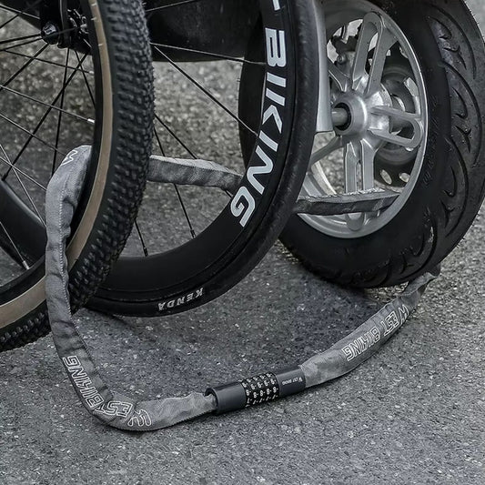 West Biking Kettenschloss sichert mehrere Fahrräder und Roller. Vielseitig einsetzbar für optimalen Diebstahlschutz.