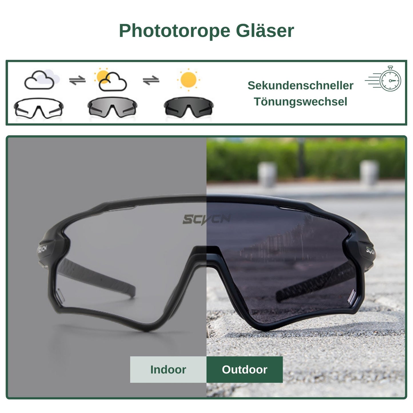 Solar Prime - Photochrome Profi Fahrrad- und Sportsonnenbrille