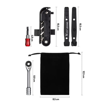 WEST BIKING Fahrrad Multitool 14-in-1 mit Ratsche & Reifenheber