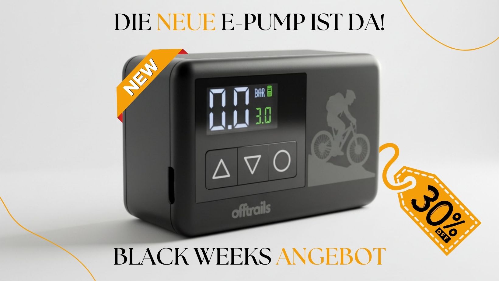 BLACK WEEKS Angebot | offtrails e-Pump elektrische Fahrradpumpe | 30% sparen