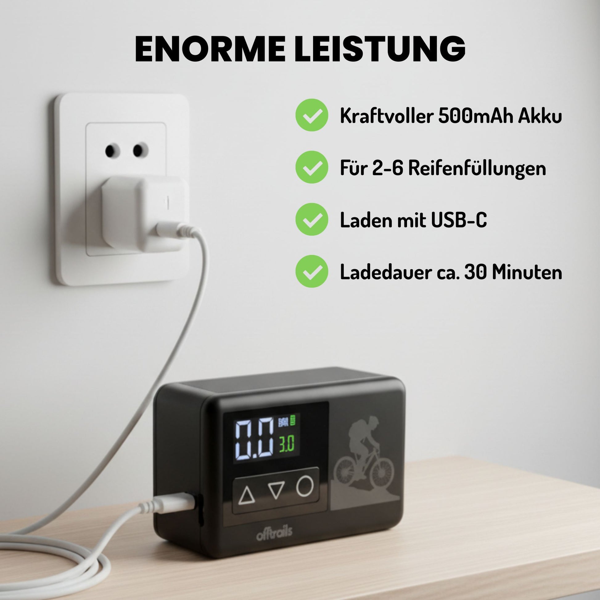 mini akku fahrradpumpe offtrails e-Pump ⚡ Mini-Elektrische-Fahrradpumpe